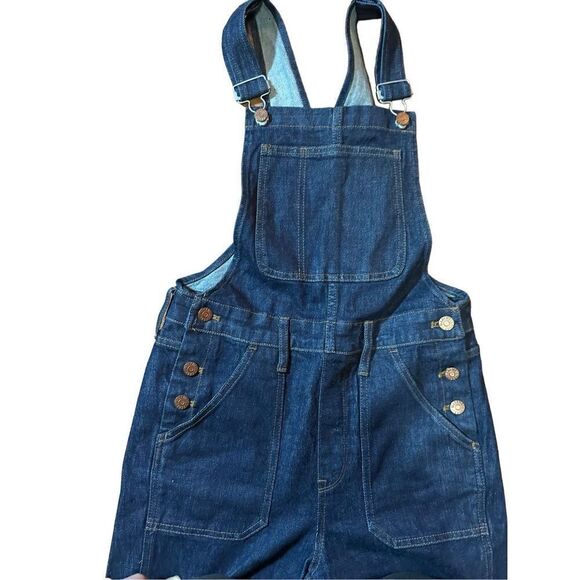 Madewell Flea Market Flare Denim Overall in Dark Washed indigo Sz Small - Picture 12 of 14